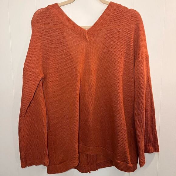 Sadie & Love Burnt Orange V Neck Pocket Cardigan Size Large - Picture 2 of 8